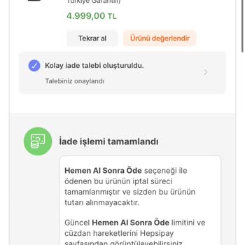 Hepsiburada İade Ettiğim Ürünün Parası Yatırılmadı