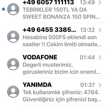 Vodafone' Dan +49 Lu Numaradan Gelen Mesajları Engellemesi Talebi