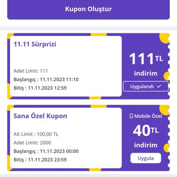 N11 Kuponum Geri Alındı