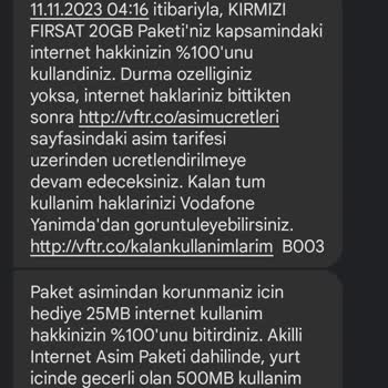 Vodafone Faturalı Hattımda Haksız Ücretlendirme!