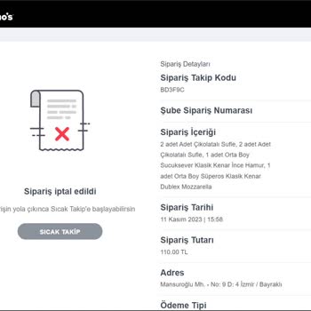 Domino's Siteden Sipariş Verilmiyor