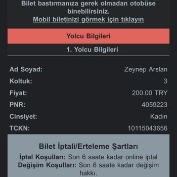 Obilet O Biletin İptal Olmuş Biletimi Haber Vermemesi! Sorumsuzluk!