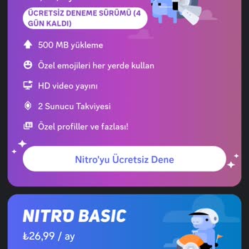 Discord.com Nitro Deneme Süresi