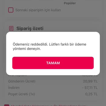 Yemek Sepeti Ödeme Reddedildi Sorunu