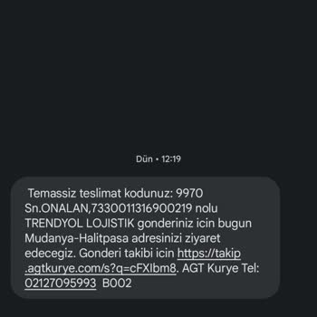 AGT Kurye (aynigunteslim.com) Kargo Siparişim Gelmedi