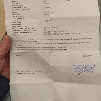 Migros Raks Tost Makinesi Arızası Servise Gitti Gelmedi