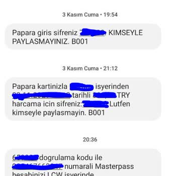 Papara Masterpass LCW Doğrulama Kodu