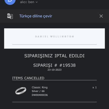 Konyalı Saat Daniel Wellington İadesi Yatmayan Ücretim