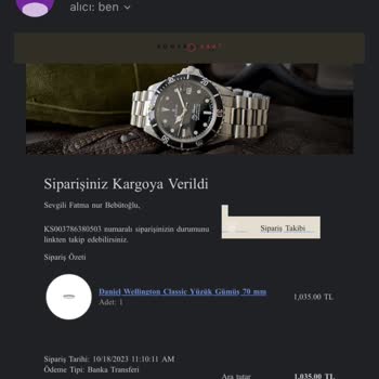 Konyalı Saat Daniel Wellington İadesi Yatmayan Ücretim