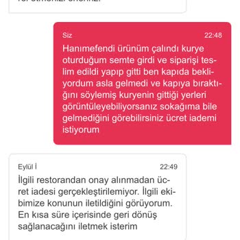 Yemeksepeti Siparişim Gelmedi İademi Yapmıyorlar