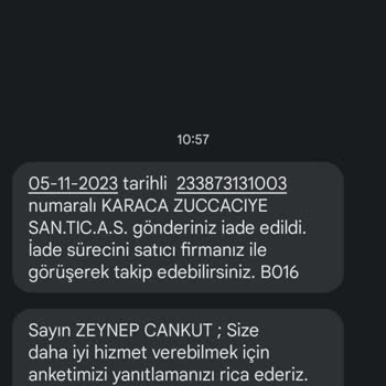 Karaca Züccaciye Sendeo Kargo Habersiz İadesi Sonucu Karaca Tarafından Mağdur Edilmem