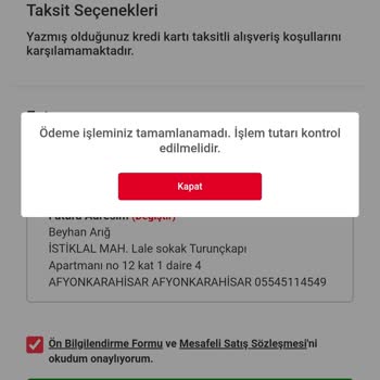 Ürün Alınmasında Bauhaus Site Hatası