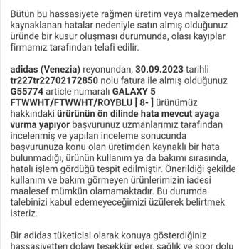 Adidas (Venezia) Dan Aldığım Ayakkabı Hatalı Çıksa Da İade Almamaları