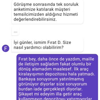 Getir Araç Depozito İadesi Gerçekleşmedi
