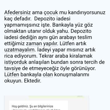 Getir Araç Depozito İadesi Gerçekleşmedi