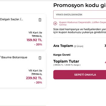 Yves Rocher Hoşgeldin Kuponu Kullanılamıyor