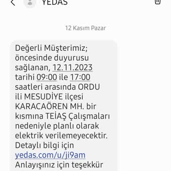 YEPAŞ (Yeşilırmak Elektrik Perakende) Plansız Elektrik Kesintisi