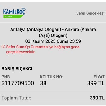 Kamil Koç Tekli Koltuk Yalanı