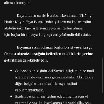 THY Eşyamı Teslim Etmiyor