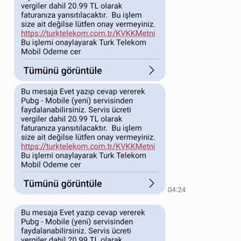 PUBG Türk Telekom Mobil Ödemeden Bilgim Dışında Para Kesilmiş.