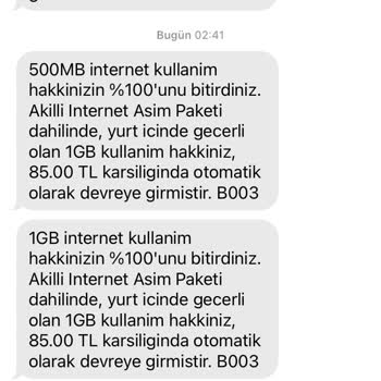 Vodafone Ek Paket Almama Rağmen Haksız Aşım Paketi Tanımlıyor