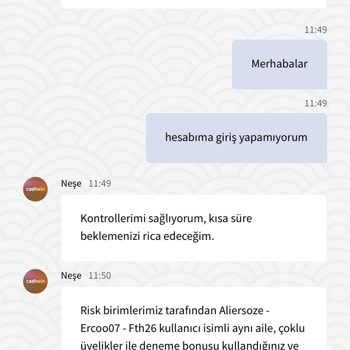 Cashwin Kullanıcı Hesabının Gereksiz Yere Engellenmesi