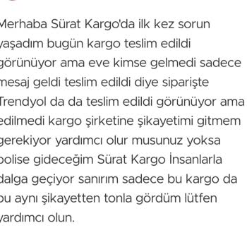 Sürat Kargo Teslim Edilmeyen Ürün Geldi Görünüyor