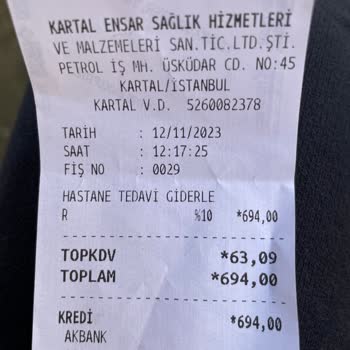 Avicenna Umut Hastanesi (İstanbul) Ayrıntılı Fatura İstemi Red