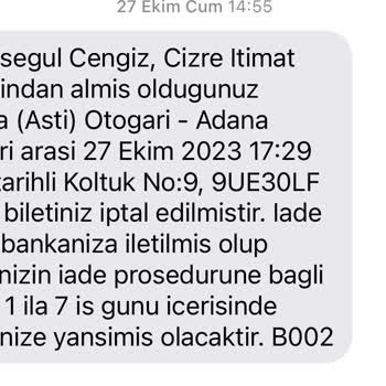 Obilet İptal Edilen Biletimin Ücret İadesi Hala Yatmadı