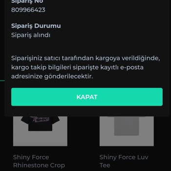 Shiny Force Hala Kargoya Verilmedi Siparişim