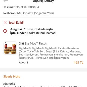 McDonald's Almadığım Hizmet Ödediğim Ücret