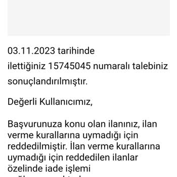 Sahibinden.com Ücret İadesi Yapmıyor