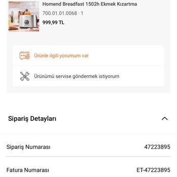 Arızalı Homend Breadfast 1502H Ekmek Kızartma Makinesi