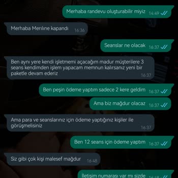 Meriline Beauty Center Ücret İademi İstiyorum