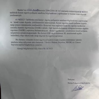 Ziraat Bankası İzinsiz Özel Konut Sigortası Düzenledi