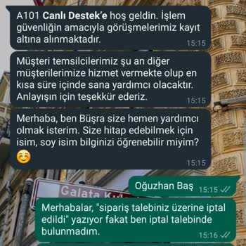 A101 "kapıda Yoktunuz" Diyerek Sipariş İptali