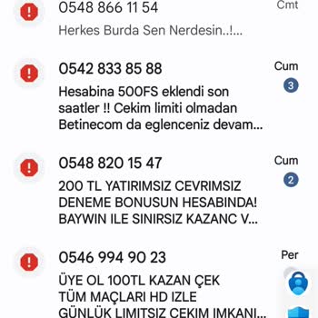 Turkcell Hat Üzerinden Gelen Kumar, Bahis, Casino Vb. Spam Mesajları