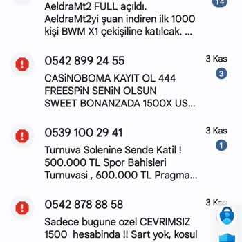 Turkcell Hat Üzerinden Gelen Kumar, Bahis, Casino Vb. Spam Mesajları