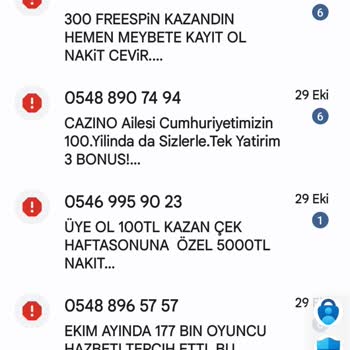 Turkcell Hat Üzerinden Gelen Kumar, Bahis, Casino Vb. Spam Mesajları