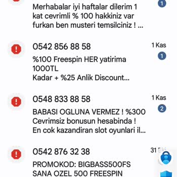 Turkcell Hat Üzerinden Gelen Kumar, Bahis, Casino Vb. Spam Mesajları