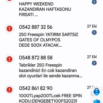 Turkcell Hat Üzerinden Gelen Kumar, Bahis, Casino Vb. Spam Mesajları