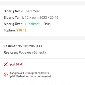 Trendyol Popeyes Sipariş İptali Mağduriyeti