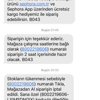Sephora Ürünü Stokta Gösterip Ödemesini Alıp 12 Saat Sonra Stok Yok Denilmesi