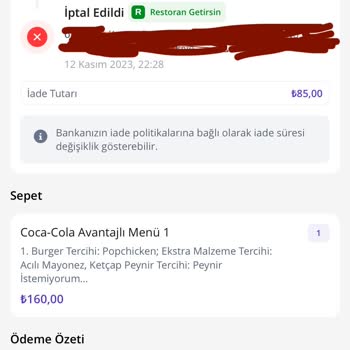 Popeyes Getir Siparişimi İptal Etti