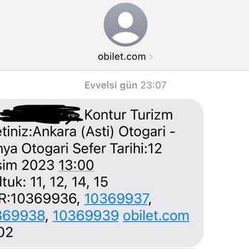 Obilet'ten Koltuk Numara Hatası