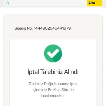 A101 İnternet Sitesinden Almış Olduğum Ürünün İptal Edilmemesi