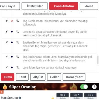 Misli 11.12.2023 Saat 22.45 Oynanan RC Lens - Marsilya Korner Eksik