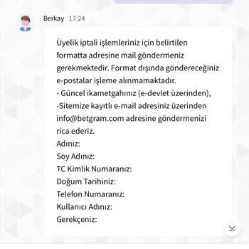 Betgram Üyelik İptalimin Sağlanmaması