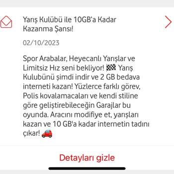 Vodafone Yarış Kulübü Bedava GB Temin Problemi