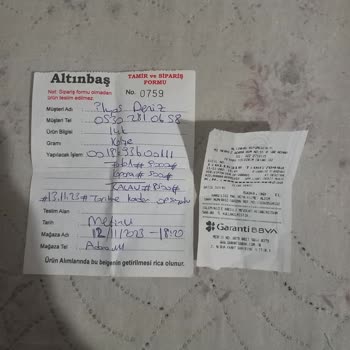 Altınbaş Mücevherat Ön Ödememi Geri Alamadım.